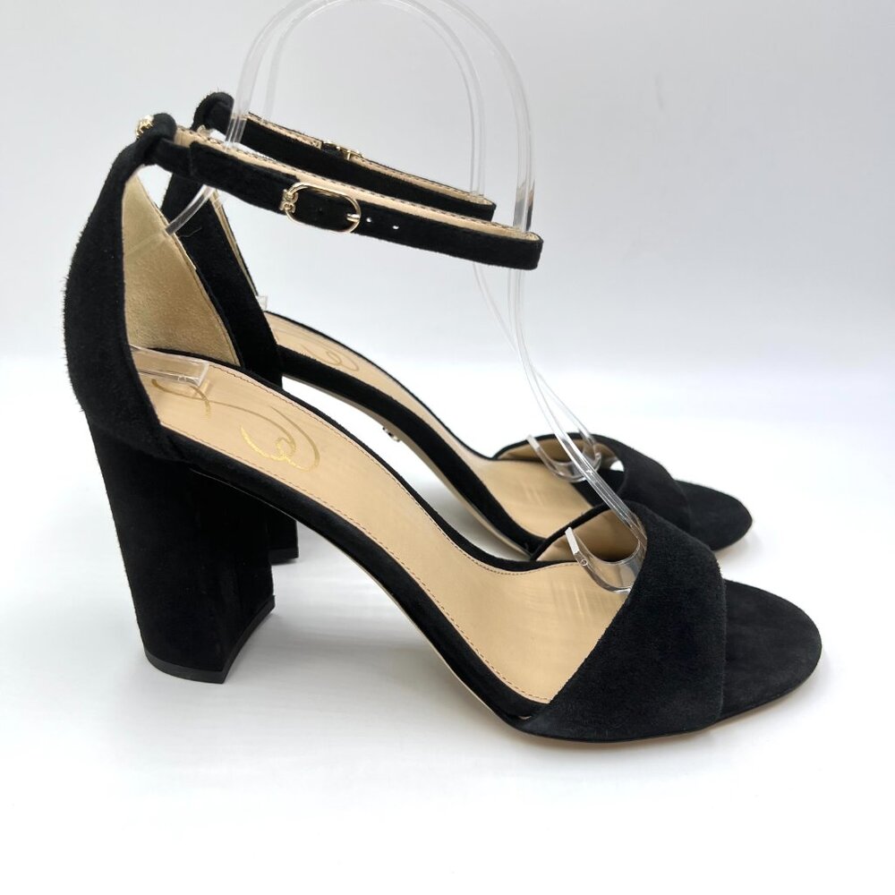 Samβ Edelman Womens Size 9 Robyn Black Suede Leather Heels Sandals Shoes